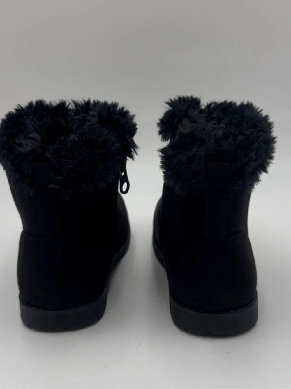 NWOT Kids Black Faux-Fur Ankle Winter Boots Size US10